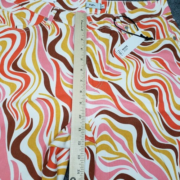 Rue21 Jeans Womens Plus 1X Multicolor Denim Skate Straight Leg Wavy Stretch New - Picture 8 of 12